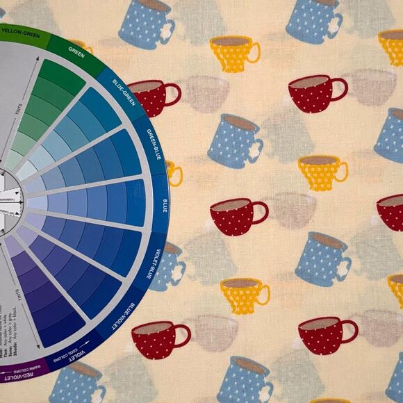 Dotted Coffee Cups on Cream Cotton Fabric by Quilter's Showcase - 1/2 Yard - Picture 4 of 6